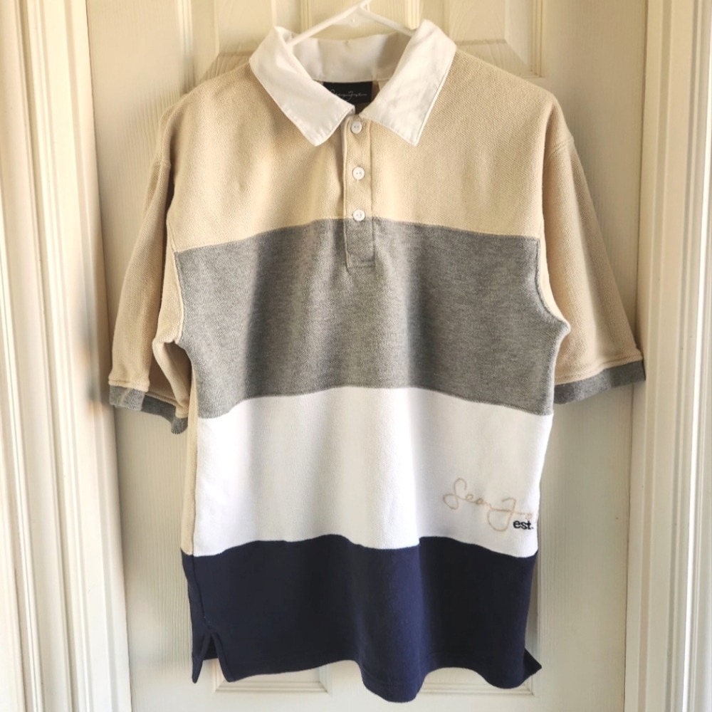 Sean John Mens Color Block Polo Short Sleeve Size M
